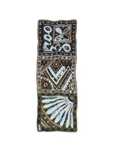 Pucci Mixed-print Silk Stole In Brown