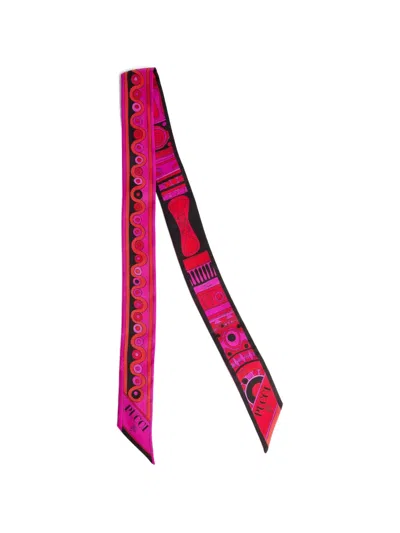 Pucci Silk Twilleau Scarf Mixed Print Design In Purple