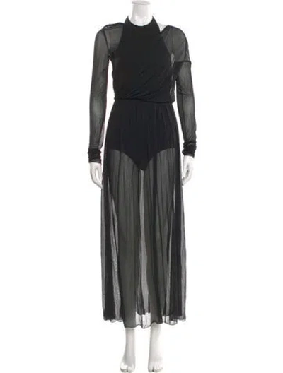Pre-owned Pucci Mock Neck Long Dress In Black