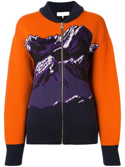 Pucci Mountainscape Printed Cardigan In Yellow