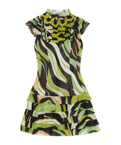 Pucci Multi-layered Printed Mini Dress With Ruffles