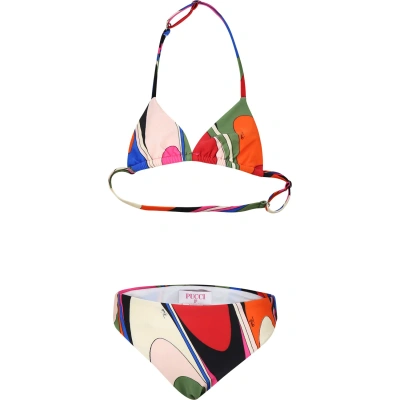 Pucci Kids' Multicolor Bikini For Girl With Print And Logo