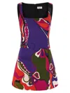 Pucci Printed Sleeveless Dress Square Neckline In Multi