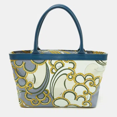 Pre-owned Pucci Multicolor Canvas And Leather Shopper Tote