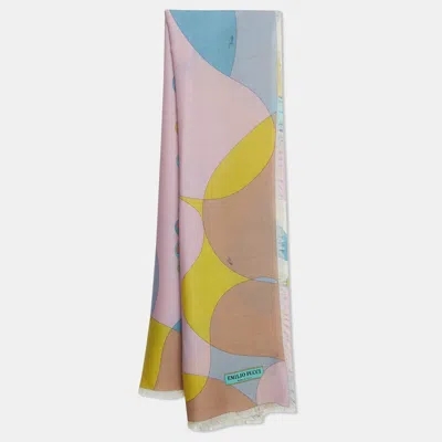 Pre-owned Pucci Multicolor Cashmere Blend Square Scarf In Blue
