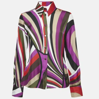 Pre-owned Pucci Multicolor Iride Print Silk Long Sleeve M