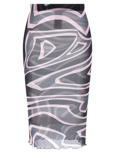 Pucci Multicolor Iride Skirt In Gray