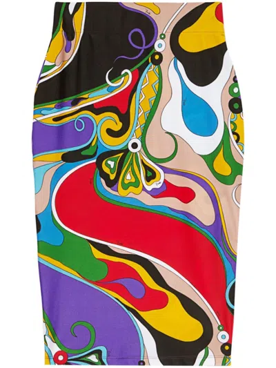Pucci Orchidee-print Pencil Skirt In Purple