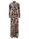 Pucci Multicolor Marble Dress In Brown