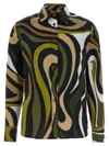 Pucci Multicolor Marble Shirt In Khaki