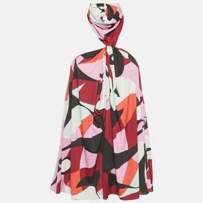 Pre-owned Pucci Multicolor Print Jersey High Neck Top S