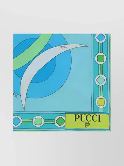 Pucci Multicolor Print Silk Scarf Square Shape In Blue