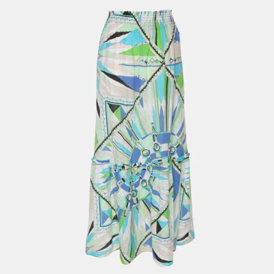 Pre-owned Pucci Multicolor Printed Cotton Knit Maxi Skirt M