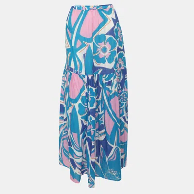 Pre-owned Pucci Multicolor Printed Gauze Midi Skirt S