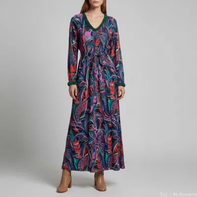 Pre-owned Pucci Multicolor Printed Jersey Embellished Maxi Dress L
