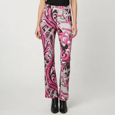 Pre-owned Pucci Multicolor Printed Jersey Wide Leg Pants M