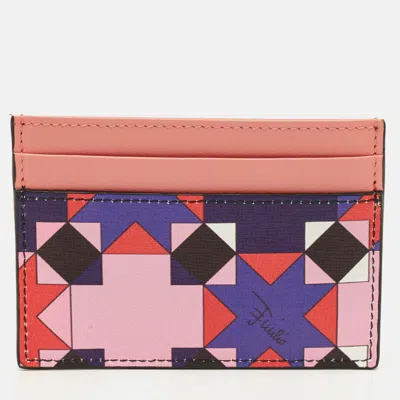 Pre-owned Pucci Multicolor Printed Leather Card Holder