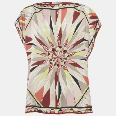 Pre-owned Pucci Multicolor Printed Silk Kaftan Tunic One Size