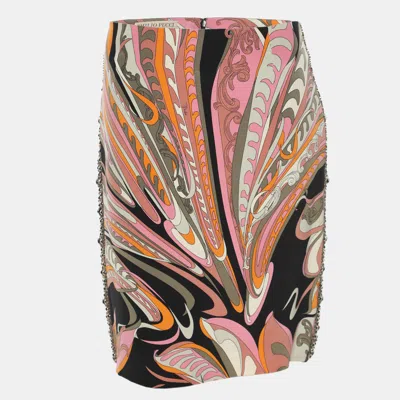 Pre-owned Pucci Multicolor Printed Silk Midi Skirt M