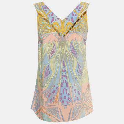 Pre-owned Pucci Multicolor Printed Silk Sleeveless Top S