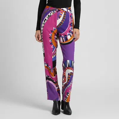 Pre-owned Pucci Multicolor Printed Stretch Crepe Trousers M