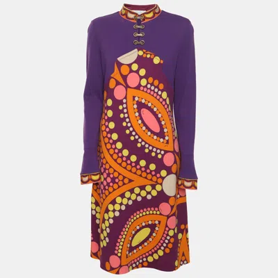 Pre-owned Pucci Multicolor Printed Stretch Wool Dress M