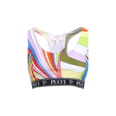 Pucci Multicolor Racerback Top With Signature Pattern In Yellow