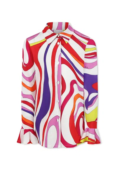 Pucci Kids' Multicolor Shirt For Girl With Marble Print