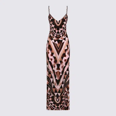 Pucci Nude Silk Long Dress In Multi