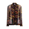 Pucci Creponne Shirt In Marmo Print In Brown