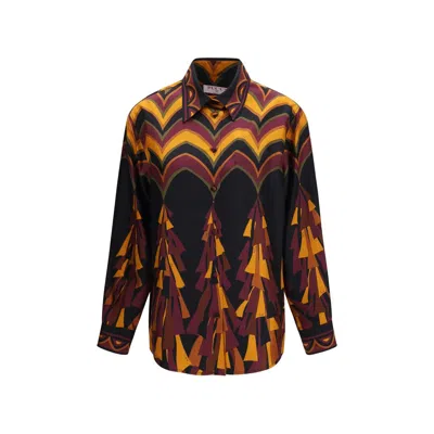 Pucci Multicolor Silk Pattern Shirt In Black