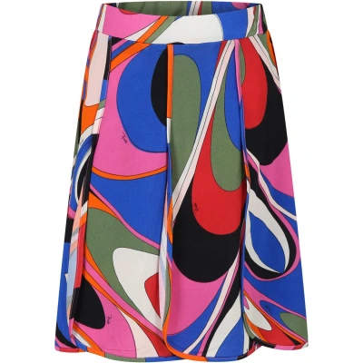 Pucci Kids' Multicolor Skirt For Girl With Print And Logo