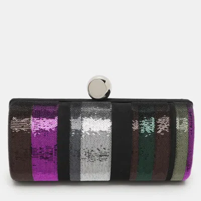 Pre-owned Pucci Multicolor Stripe Satin And Sequins Clutch