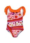 Pucci Multicolor Swimsuit For Baby Girl With Marble Print In Multicolor