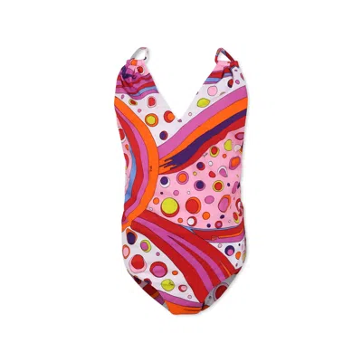 Pucci Kids' Multicolor Swimsuit For Girl With Marble Print