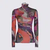 Pucci Abstract-print Turtleneck Sheer Top Clothing In Multi