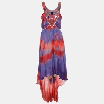 Pre-owned Pucci Multicolor Tie Dye Chiffon Beads Embellished Long Dress M