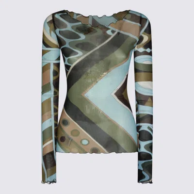 Pucci Geometric-print Mesh Top In Multi