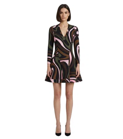 Pucci Multicolor V Neck Mini Dress In Purple