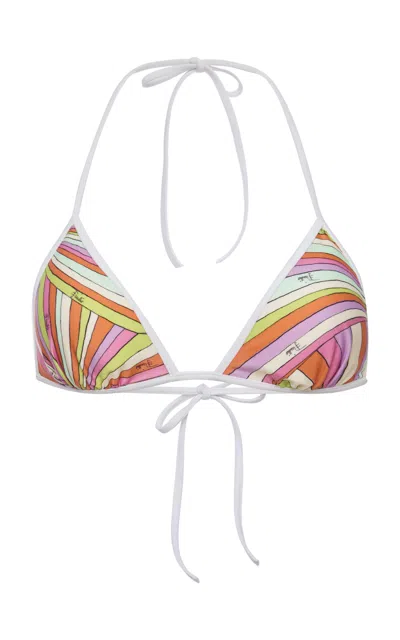 Pucci Marmo Triangle Bikini Top Halter Neck In Multi