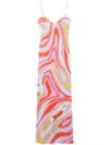 Pucci Printed Silk Crepe Long Dress In Pink