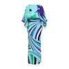 Pucci Iride Print Long Silk Dress With Cape
