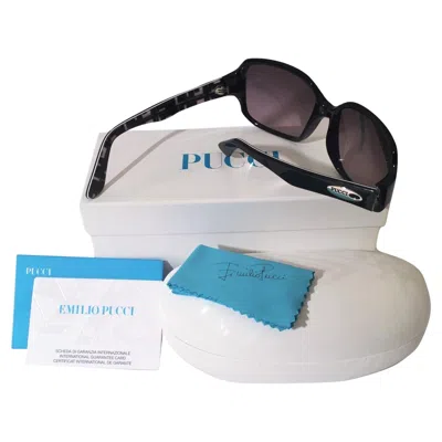 Pre-owned Pucci New Emilio  Black Logo Sunglasses With Case & Box
