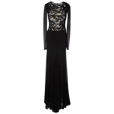 Pre-owned Pucci New Emilio  Embellished Black Lace Jersey Dress Gown It 40 - Us 4