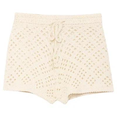 Pre-owned Pucci New Emilio  Ivory Cotton Crochet Knit Shorts Hot Pants M In White