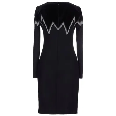 Pre-owned Pucci New Emilio  Metallic Embroidered Black Wool Velour Dress It.46