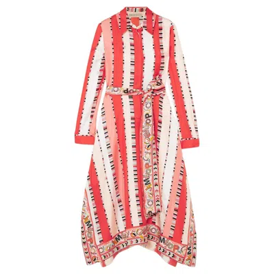 Pre-owned Pucci New Emilio  Signature Printed Silk Twill Midi Scarf Dress With Belt 42 In Sand
