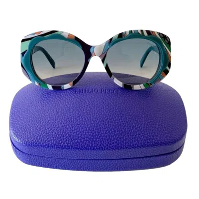 Pre-owned Pucci New Stunning Emilio  Turquoise 70's Vibe Sunglasses With Case In Purple
