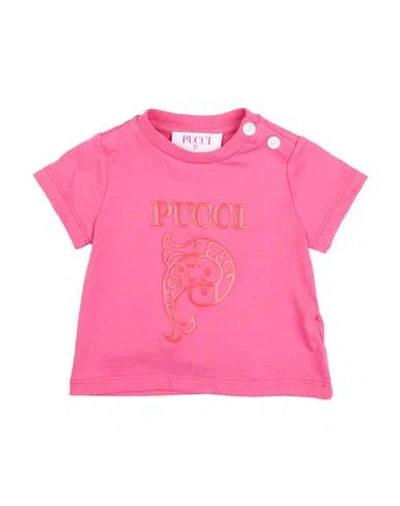 Pucci Babies'  Newborn Girl T-shirt Fuchsia Size 3 Cotton In Pink