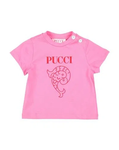 Pucci Babies'  Newborn Girl T-shirt Fuchsia Size 3 Cotton In Pink